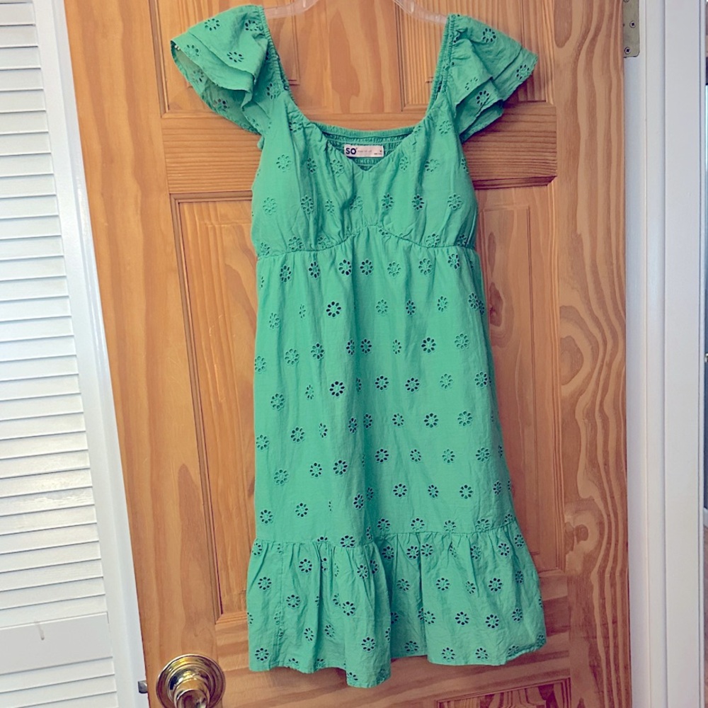 SO Green Eyelet Casual Dress